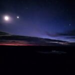 Moon and stars before dawn